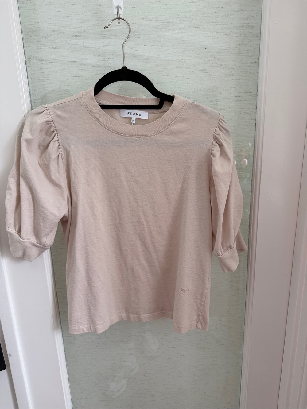 Frame Denim Girls' Puff-Sleeve Tee in Light Beige
